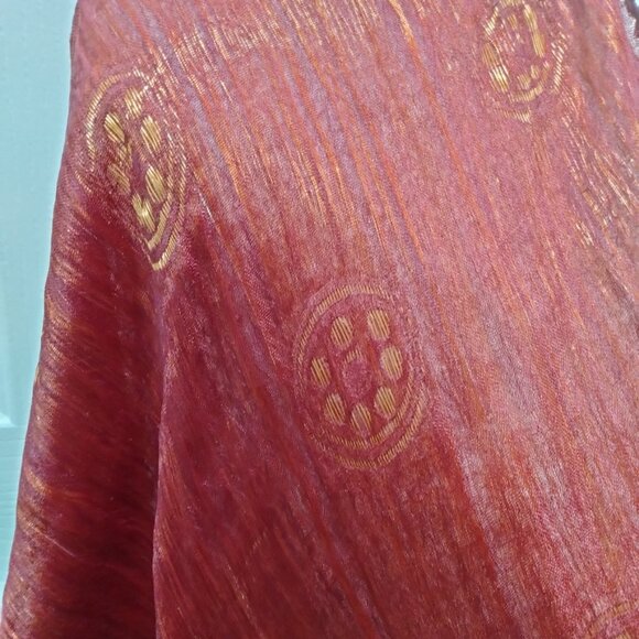 Shawl/Dupatta, Traditional Banarasi, Rust and Gold - Picture 3 of 12